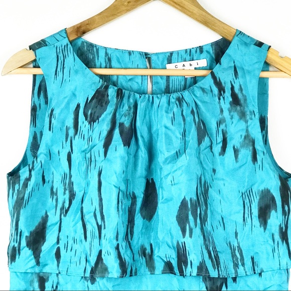 CAbi Silk Sleeveless Tiered Blue/ Black Om… - Picture 5 of 12